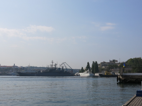 One of many warships -  Sevastopol is a major naval base for two countries, Ukraine and Russia